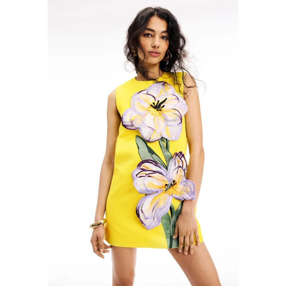 Leo Lin Yvonne Appliqué Floral Mini Dress
